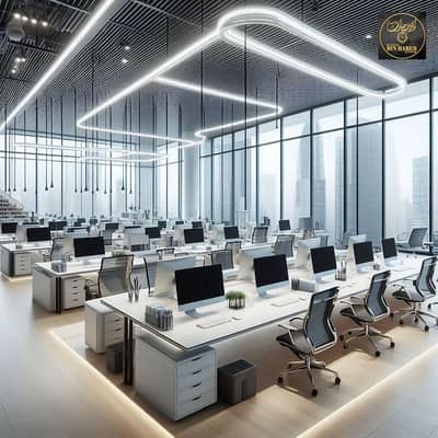 Офис в аренду в Корниш Аджман, Аджман - Office Workspaces – clean, modern office setups, often with people working on computers. jpg