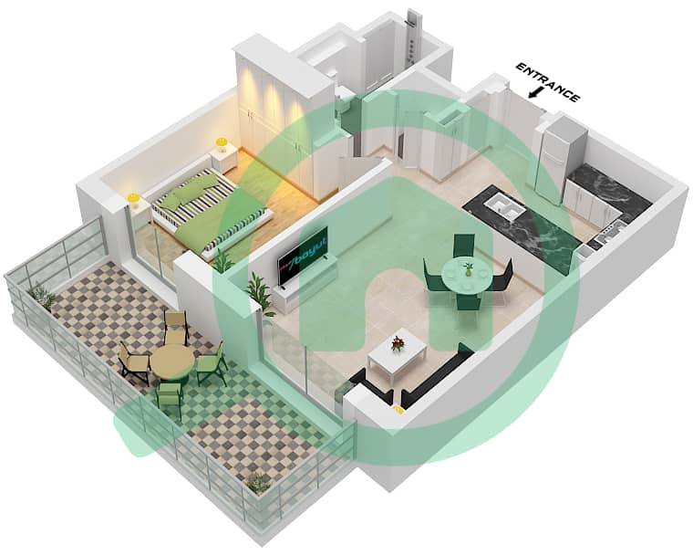 Riwa 1 - 1 Bedroom Apartment Type/unit 1A/UNIT G01 FLOOR GROUND Floor plan Type 1A Unit G01,02 Floor Ground interactive3D