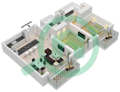 Riwa 1 - Апартамент 2 Cпальни планировка Тип/мера 2H / UNIT 7-9 FLOOR 1-7 Riwa 1 - Апартамент 2 Cпальни планировка Тип/мера 2H / UNIT 7-9 FLOOR 1-7