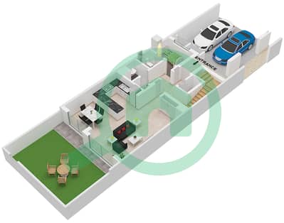 المخططات الطابقية لتصميم النموذج / الوحدة 3B1 / UNIT MID تاون هاوس 3 غرف نوم - مدن الرنيم 4