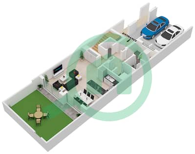 المخططات الطابقية لتصميم النموذج / الوحدة 3B1(M)/UNIT MID(MIRRORED) تاون هاوس 3 غرف نوم - مدن الرنيم 4