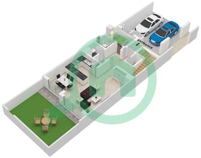 المخططات الطابقية لتصميم النموذج / الوحدة 3B2 / UNIT MID تاون هاوس 3 غرف نوم - مدن الرنيم 4
