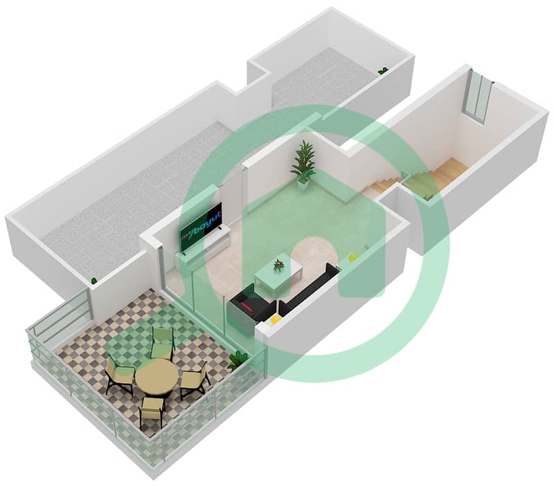 Mudon Al Ranim 4 - 3 Bedroom Townhouse Type/unit 3B2 / UNIT MID Floor plan Type 3B2 Unit MID Roof interactive3D