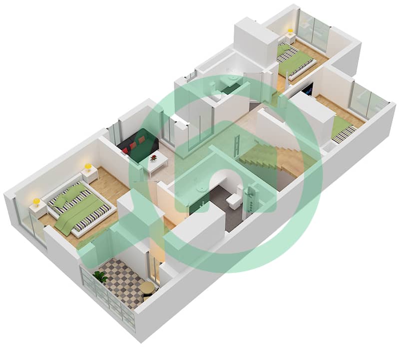 Mudon Al Ranim 4 - 4 Bedroom Townhouse Type/unit 4B2(M)/UNIT END(MIRRORED) Floor plan Type 4B2(M) Unit END (Mirrored) Floor First interactive3D