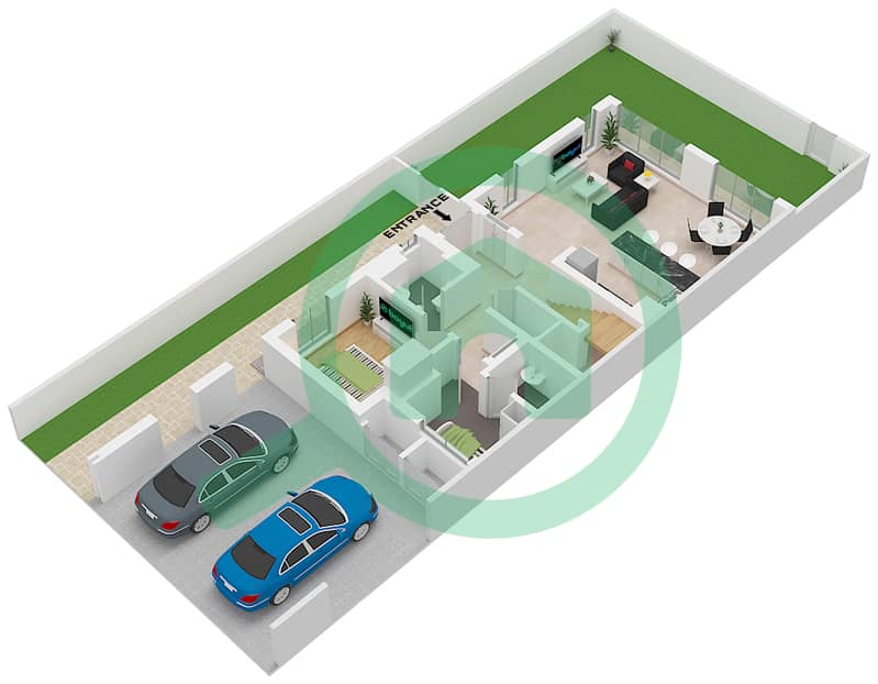 Mudon Al Ranim 4 - 4 Bedroom Townhouse Type/unit 4B2 / UNIT END Floor plan Type 4B2 Unit END Floor Ground interactive3D