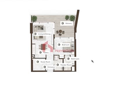 商业湾， 迪拜 1 卧室公寓待售 - 1BR plus study room 1.65Million. png