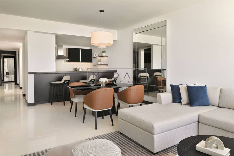2 Three-Bedroom Apartment - Living + Dinng + Kitchen. JPG
