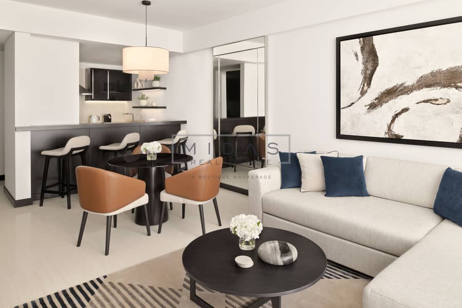 2 One-Bedroom Apartment - Living + Dining + Kithcen. JPG