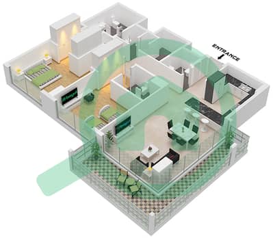 运河景观6号楼 - 2 卧室公寓单位4 FLOOR 3,5,6,8戶型图