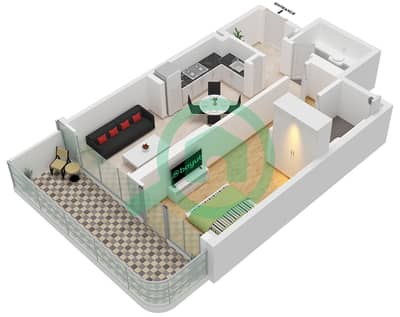 المخططات الطابقية لتصميم النموذج / الوحدة A / UNIT 12 FLOOR 1-13 شقة 1 غرفة نوم - عزيزي روبي