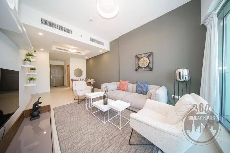 1BR in The Bay | Pool with Burj Khalifa View