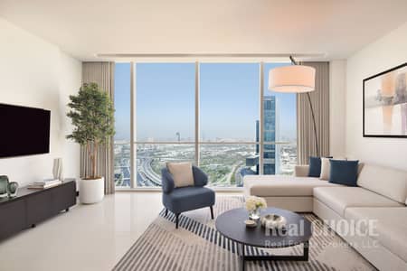 谢赫-扎耶德路， 迪拜 2 卧室酒店式公寓待租 - Two-Bedroom Apartment - Living Area. JPG