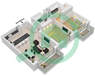 Riwa 3 - Апартамент 2 Cпальни планировка Тип/мера 2G / UNIT 2,3,5 FLOOR 1-9 Riwa 3 - Апартамент 2 Cпальни планировка Тип/мера 2G / UNIT 2,3,5 FLOOR 1-9