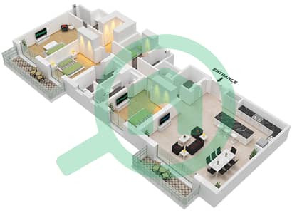 Riwa 3 - Апартамент 3 Cпальни планировка Тип/мера 3F / UNIT 5,7 FLOOR 1-9