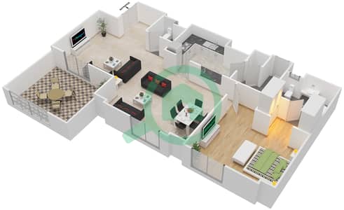 Bahar 4 - 1 Bedroom Apartment Unit 03,05 FLOOR  1-12 Floor plan