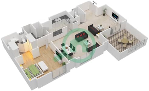 المخططات الطابقية لتصميم الوحدة 04,06 FLOOR  1-12 شقة 1 غرفة نوم - بحر 4