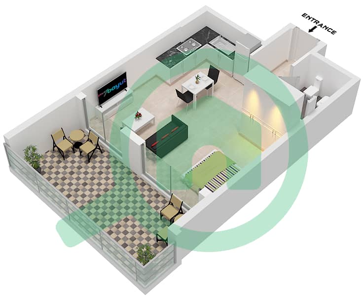 The Haven - Studio Apartment Type B FLOOR 1 Floor plan Type B Floor 1 interactive3D