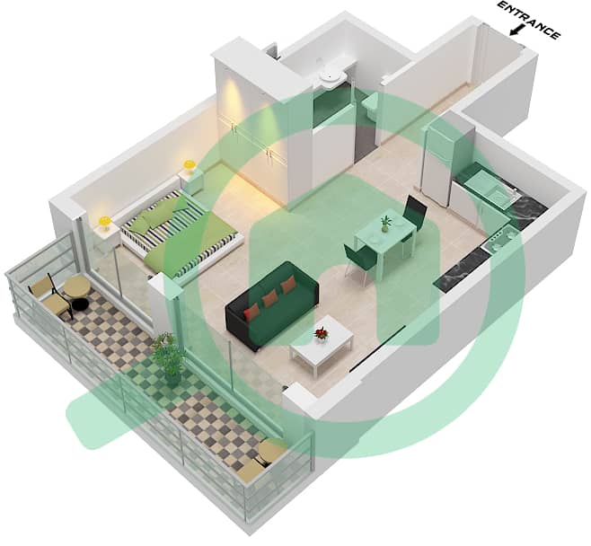 The Haven - Studio Apartment Type D FLOOR 1 Floor plan Type D Floor 1 interactive3D