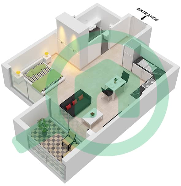 The Haven - Studio Apartment Type H FLOOR 2-8 Floor plan Type H Floor 2-8 interactive3D