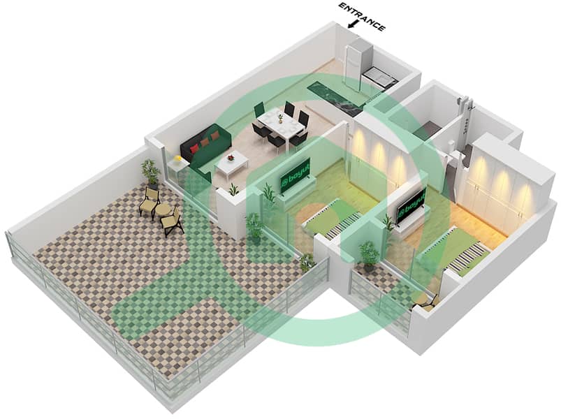 The Haven - 2 Bedroom Apartment Type B FLOOR 1 Floor plan Type B Floor 1 interactive3D