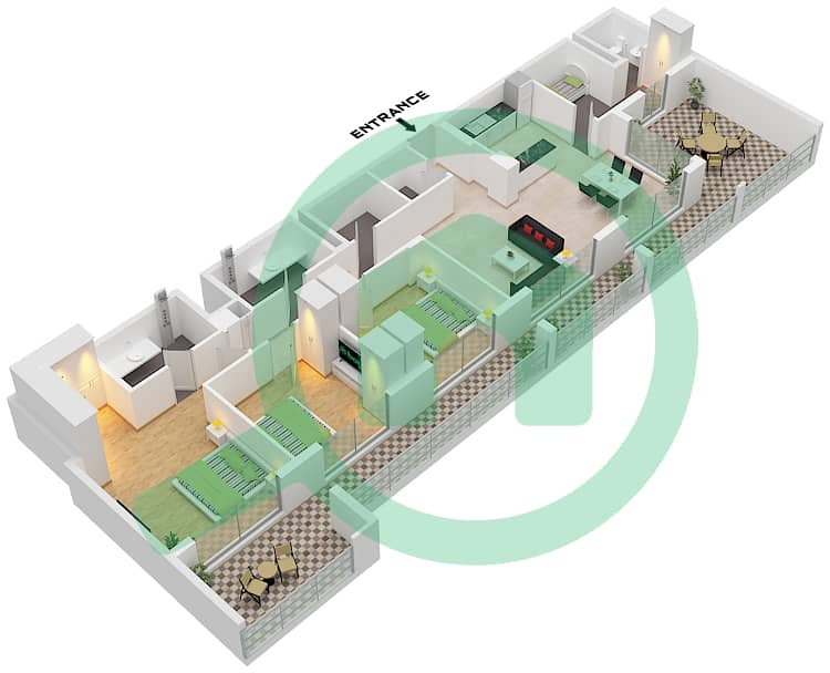 The Haven - 3 Bedroom Apartment Type A FLOOR 9 Floor plan Type A Floor 9 interactive3D