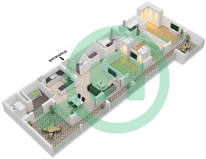 The Haven - 3 Bedroom Apartment Type B FLOOR 9 Floor plan Type B Floor 9 interactive3D