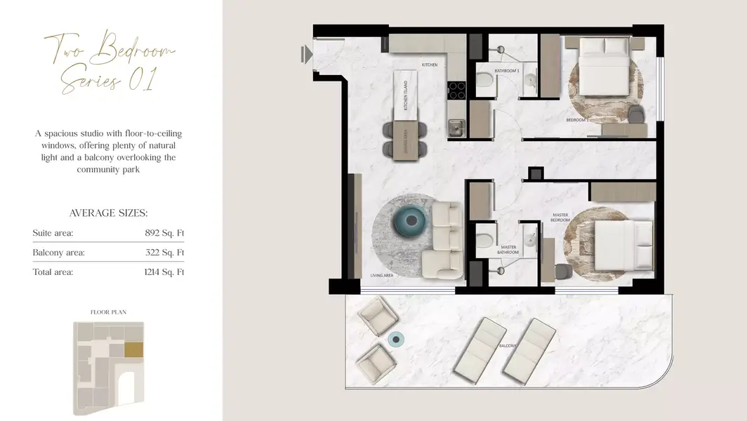2 BR floor plan