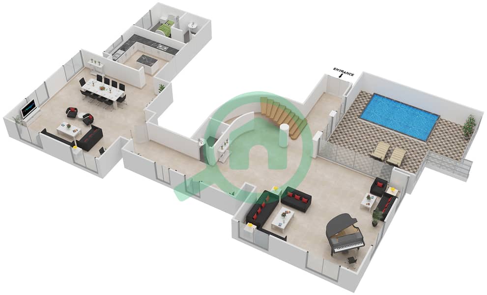 Bahar 4 - 4 Bedroom Penthouse Unit 02 Floor plan Lower Floor image3D