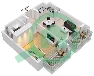 Mesk Residences - 1 卧室公寓类型／单位1A-16M/UNIT 40 FLOOR 2-5戶型图