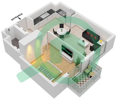 Mesk Residences - 1 卧室公寓类型／单位1C-1/UNIT 11 FLOOR 1,3,5戶型图