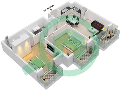 Mesk Residences - 2 卧室公寓类型／单位2A-2 / UNIT 37 FLOOR 2,4戶型图