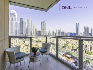 2 Bedroom Flat for Rent in Downtown Dubai, Dubai - Furnished | Burj and Fountain Views | Study