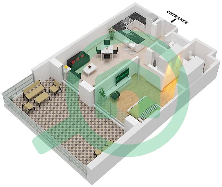 Residences 7 - 1 Bedroom Apartment Unit 6 FLOOR GROUND Floor plan Unit	6 Floor Ground interactive3D