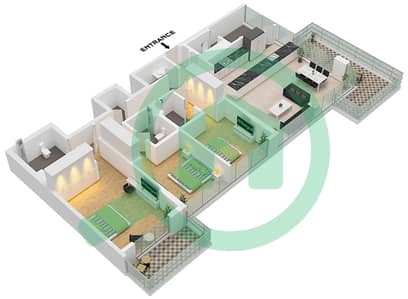 Residences 7 - 3 Bedroom Apartment Unit 3 FLOOR 1-6 Floor plan
