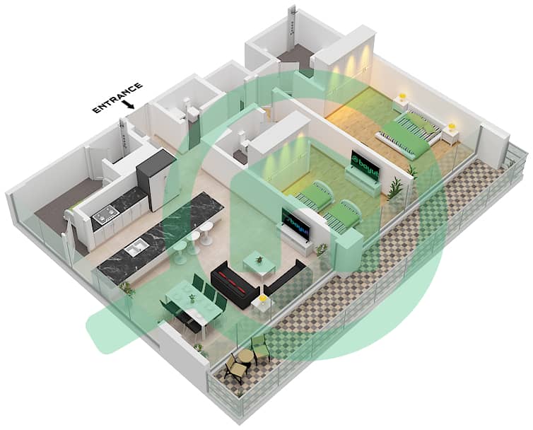 Residences 7 - 2 Bedroom Apartment Unit 10 FLOOR 2 Floor plan Unit	10 Floor 2 interactive3D