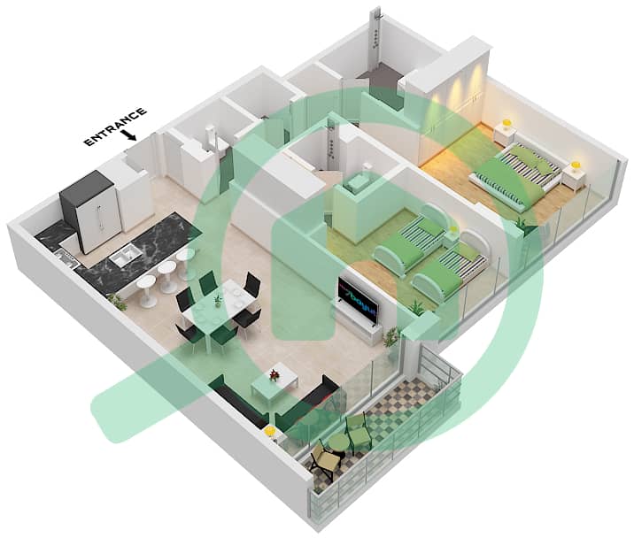 Residences 7 - 2 Bedroom Apartment Unit 2 FLOOR 3-6 Floor plan Unit	2 Floor 3-6 interactive3D