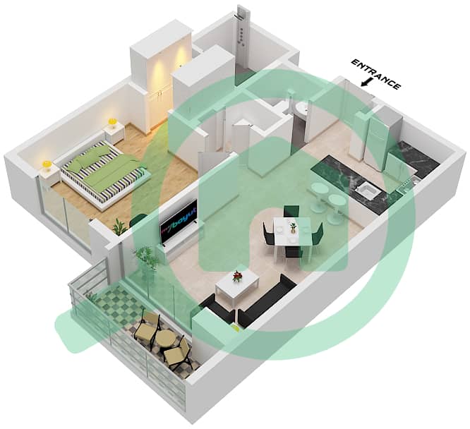 Residences 7 - 1 Bedroom Apartment Unit 7-8 FLOOR 3-6 Floor plan Unit	7-8 Floor 3-6 interactive3D