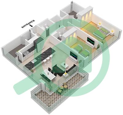 Residences 7 - 2 Bedroom Apartment Unit 10 FLOOR 3-6 Floor plan