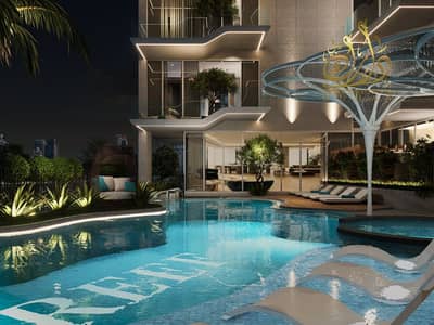 1 Bedroom Flat for Sale in Dubai Land Residence Complex, Dubai - POOL NIGHT . png