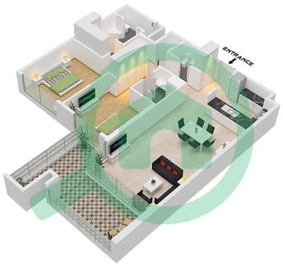 المخططات الطابقية لتصميم النموذج 2A شقة 2 غرفة نوم - أكاسيا A