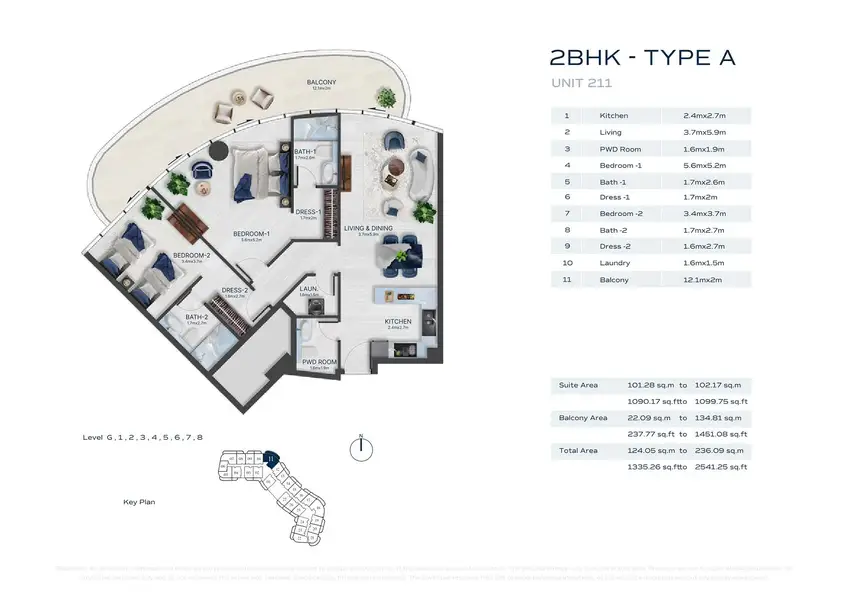 2 BR floor plan