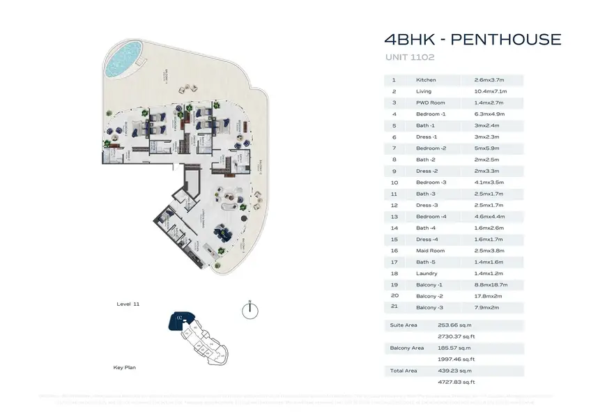 4 BR floor plan