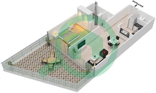 المخططات الطابقية لتصميم الوحدة 2 FLOOR 1 شقة 1 غرفة نوم - الخليج