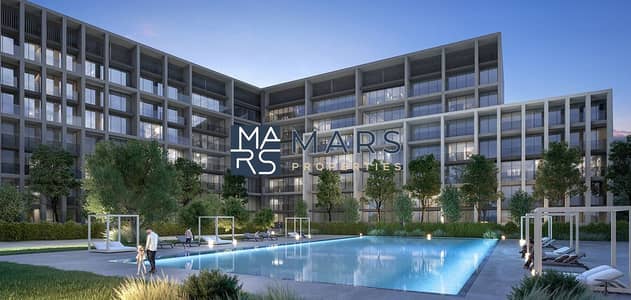 2 Bedroom Apartment for Sale in Aljada, Sharjah - Pool-view-of-Safa-buildings-feature. jpg