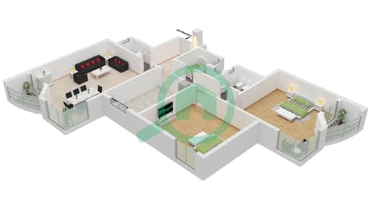 Al Nuaimiya Towers - 2 Bedroom Apartment Type B Floor plan