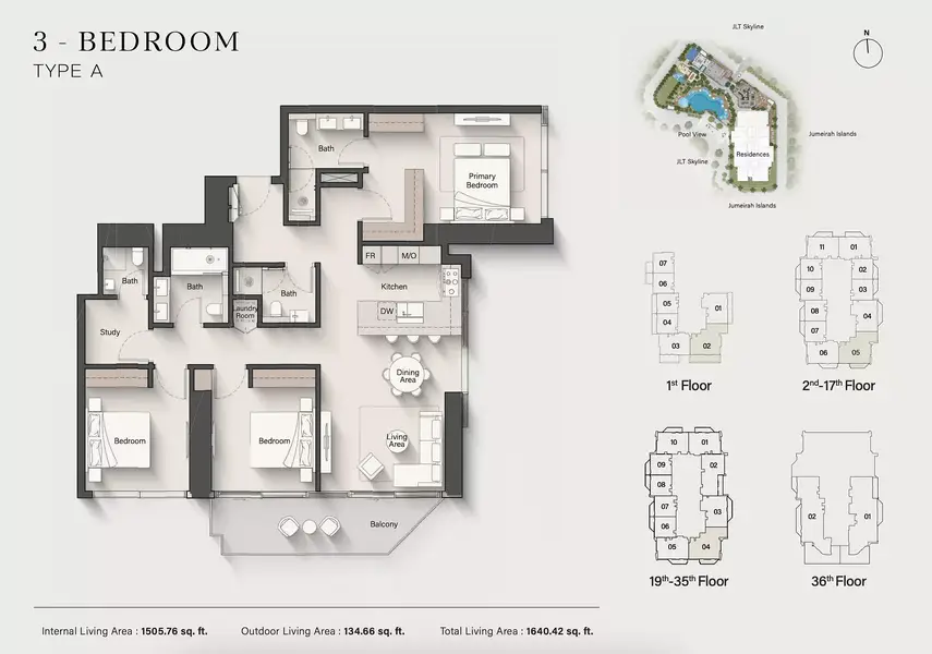 3 BR floor plan