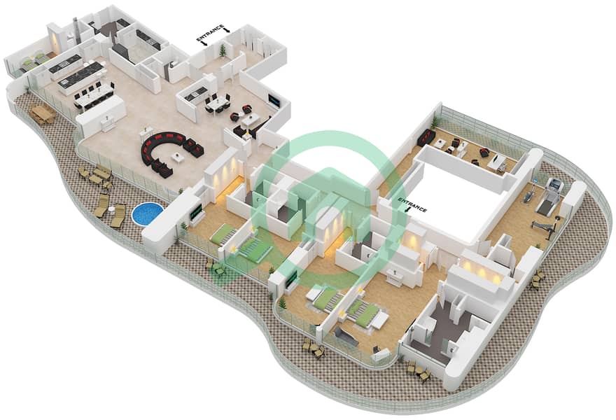 Jumeirah Asora Bay - 4 Bedroom Apartment Type/unit SIMPLEX / UNIT 1 FLOOR 5 Floor plan Type Simplex Unit 1 Floor 5 interactive3D
