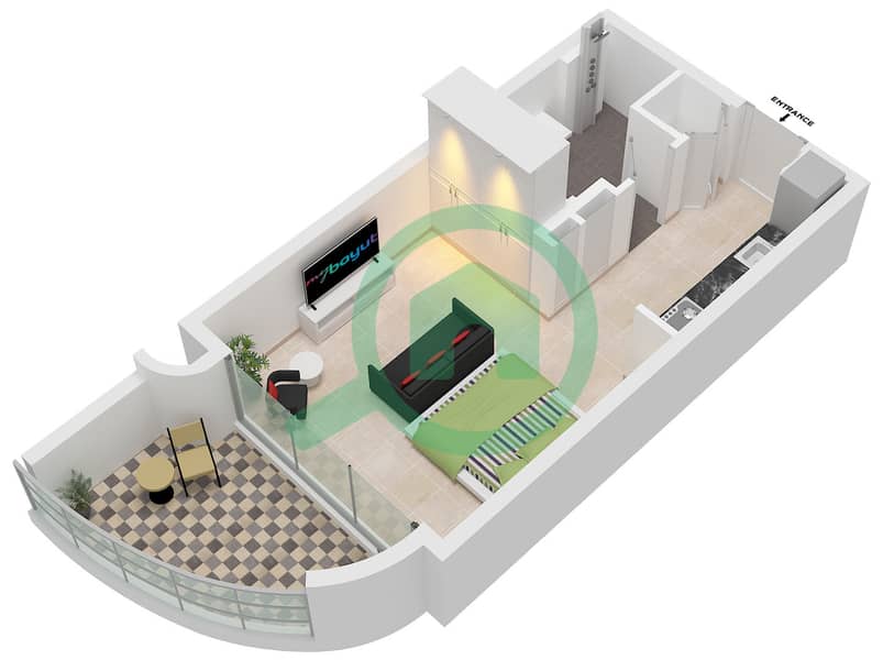 One Residence - 单身公寓单位10,17 FLOOR 2,4戶型图 Unit 10,17 Floor 2,4 interactive3D