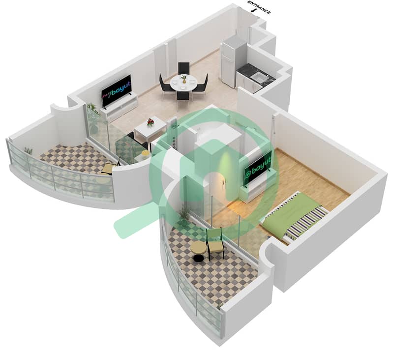 One Residence - 1 Bedroom Apartment Unit 5  FLOOR 2,4 Floor plan Unit 5,13,14 Floor 2,4,6,8,10,12,16,18,20,22,24,26 interactive3D