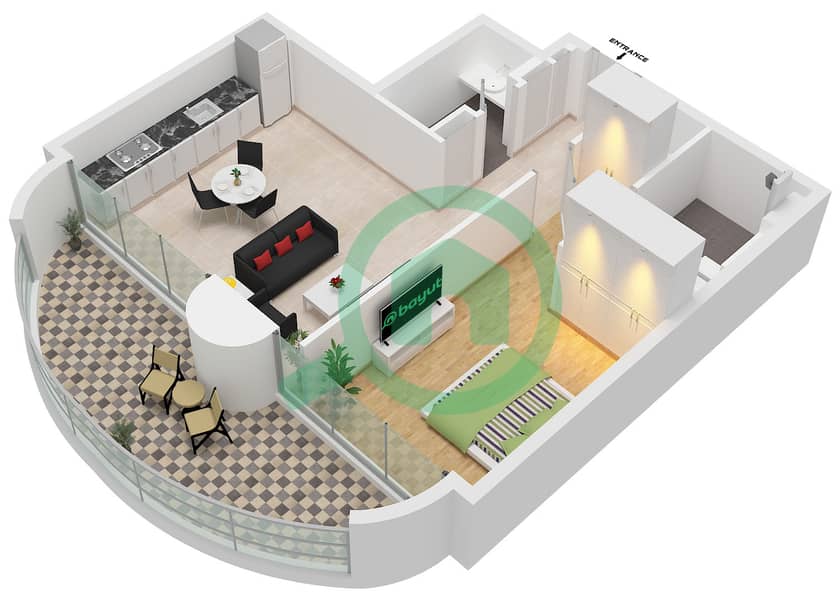 One Residence - 1 卧室公寓单位3 FLOOR 2,4戶型图 Unit 3,7 Floor 2,4,6,8,10,12,16,18,20,22,24,26 Unit 3,4 Floor 14 interactive3D